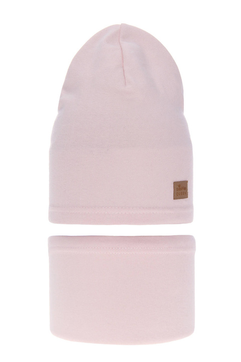 Flicka höst/vår set: mössa och tubhalsduk, rosa, bomull, Selfie