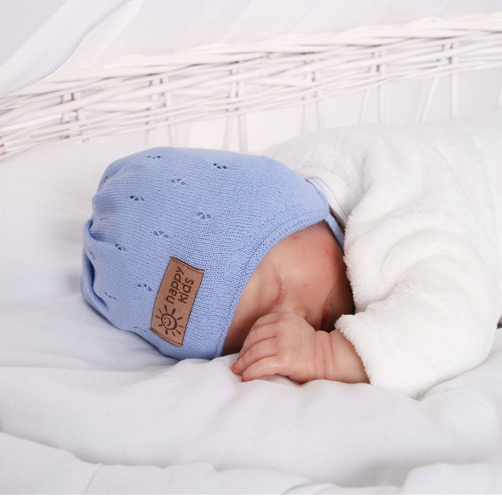 Pojke höst/vår mössa, blå, med knytband, Bobi