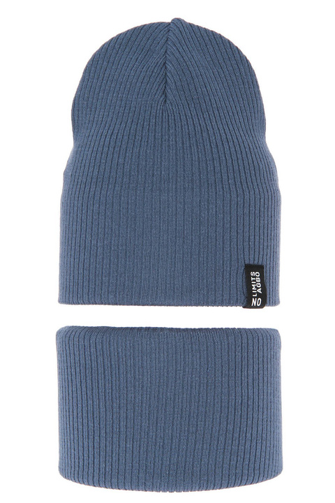 Pojke höst/vår set: mössa och halsduk, blå, med bomull, Tunis