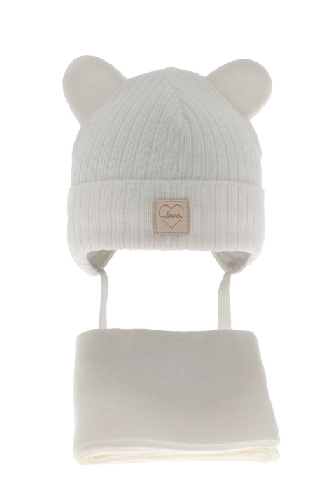 Flicka vinter set: mössa och halsduk, vit, Antola