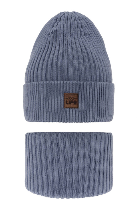 Pojke vinter set: mössa och tubhalsduk, ljusblå, Basilio