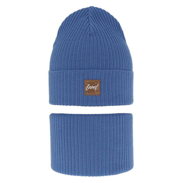 Pojke höst/vår set: mössa och tubhalsduk, blå, med bomull, Fenix