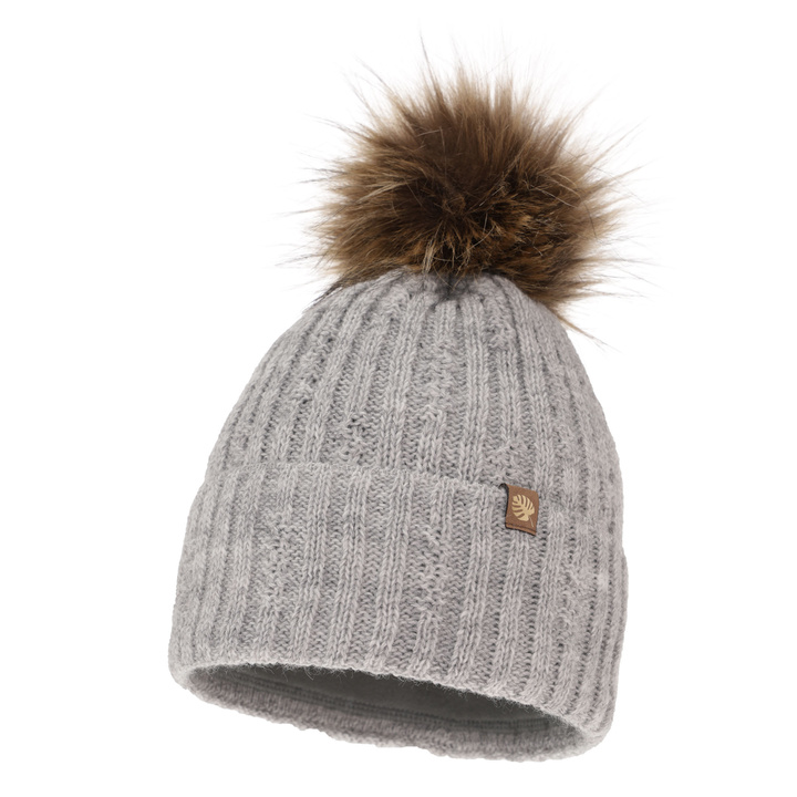 Dam vintermössa, grå, med pompom, Savona