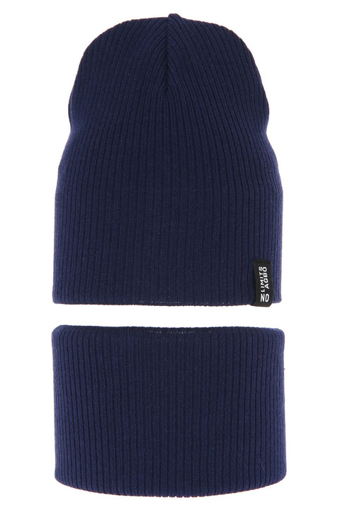 Pojke höst/vår set: mössa och tubhalsduk, blå, med bomull, Tunis