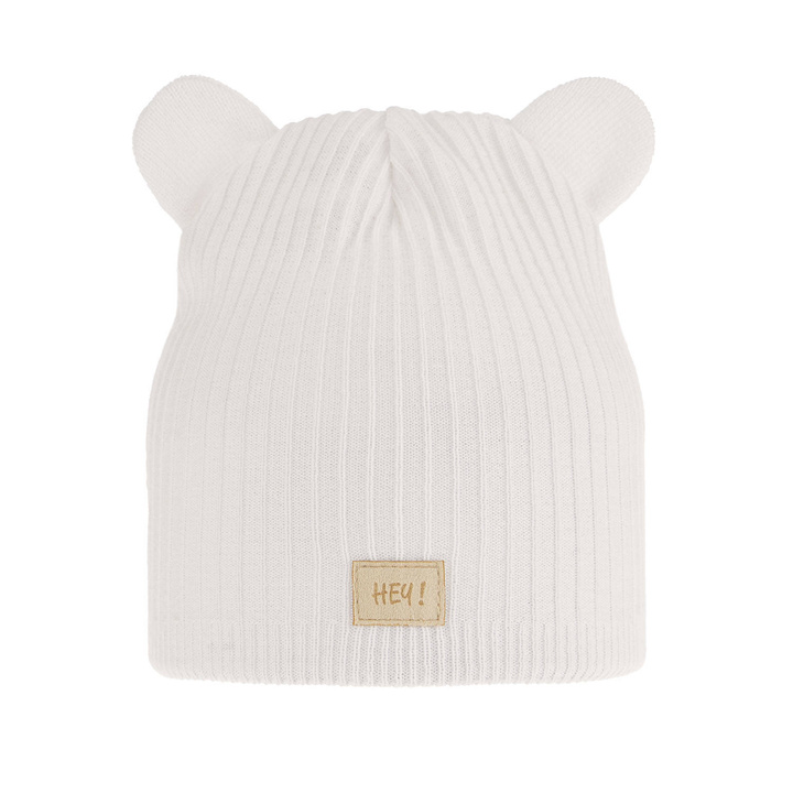 Flicka höst/vår mössa, vit, med bomull, Clarisa