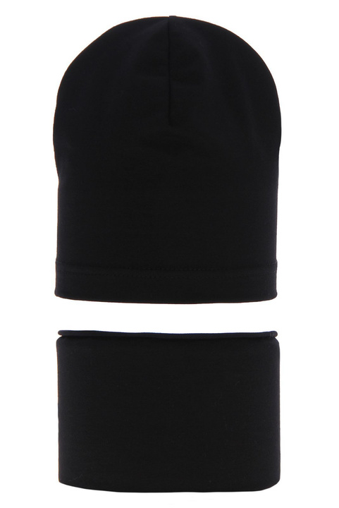 Pojke höst/vår set: mössa och tubhalsduk, svart, fodrad med bomull, Hazel