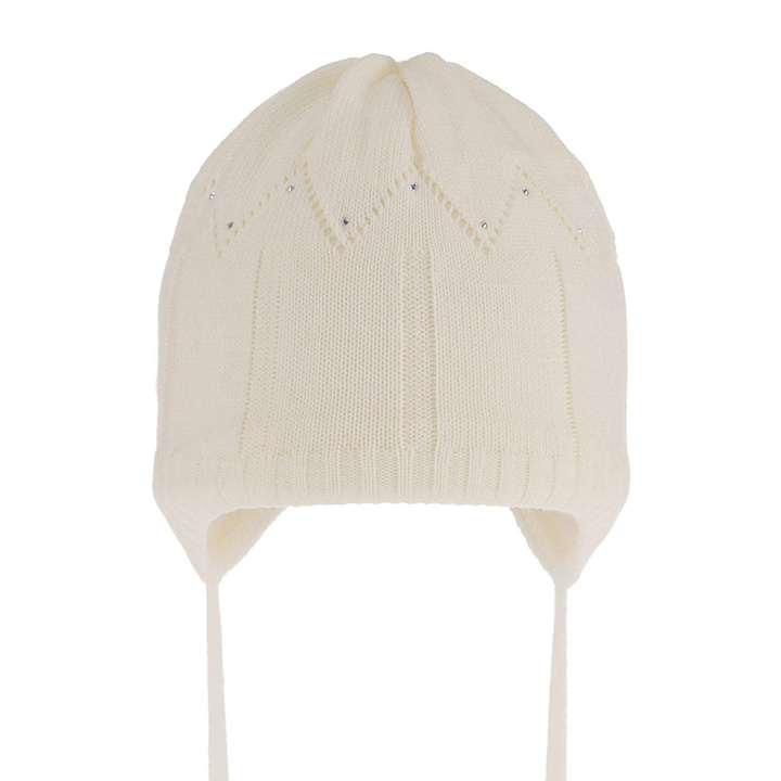 Flicka höst/vår mössa, krem, med knytband, Mercja