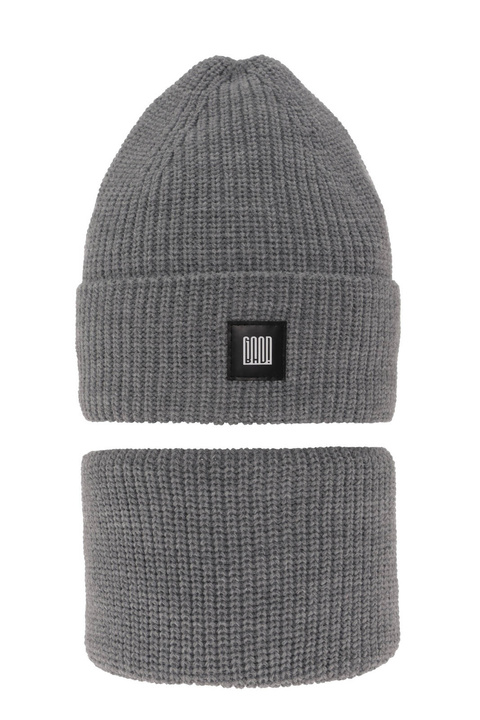 Pojke vinter set: mössa och tubhalsduk, grå, Amadeo