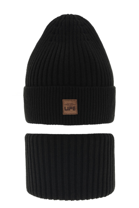 Pojke vinter set: mössa och halsduk, svart, Basilio