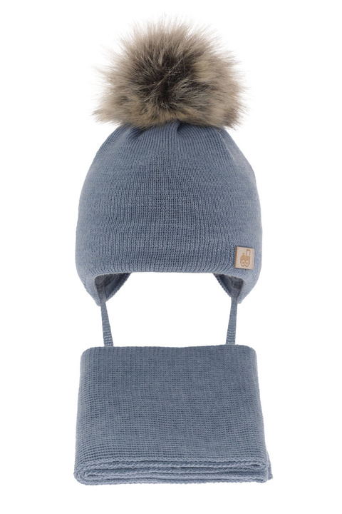 Pojke vinter set: mössa och halsduk, blå, ylle, Anastazy