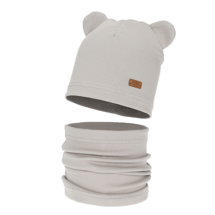 Flicka höst/vår set: mössa och tubhalsduk, av bomull, beige Georgea