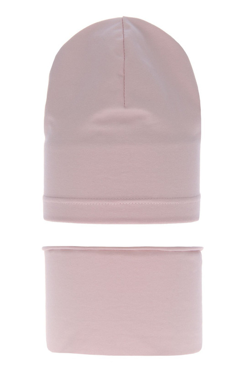Flicka höst/vår set: mössa och tubhalsduk, rosa, fodrad med bomull, Hazelka
