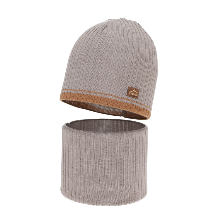 Pojke höst/vår set: mössa och tubhalsduk, med bomull, beige, Eirik