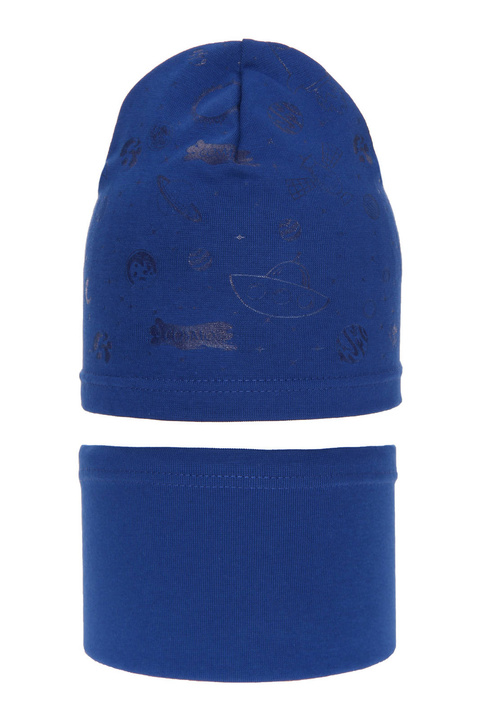 Pojke höst/vår set: mössa och tubhalsduk, blå, bomull, Kosmos