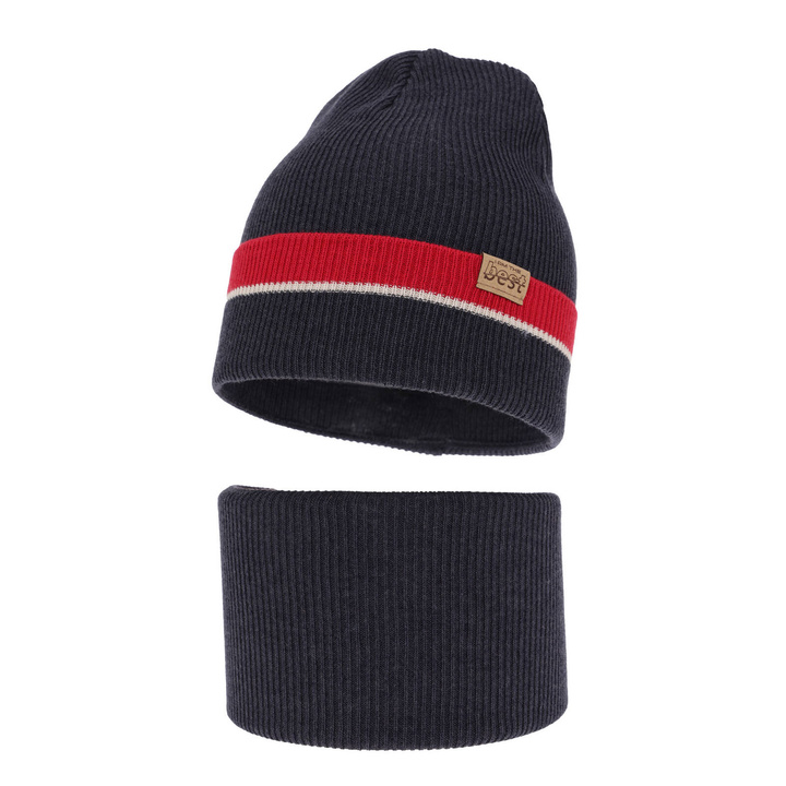 Pojke höst/vår set: mössa och tubhalsduk, blå, med bomull, Antonio