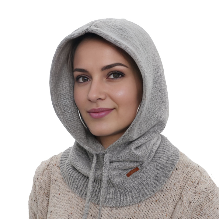 Dam vinter balaclava, ljusgrå, med merinull, Elizabeth