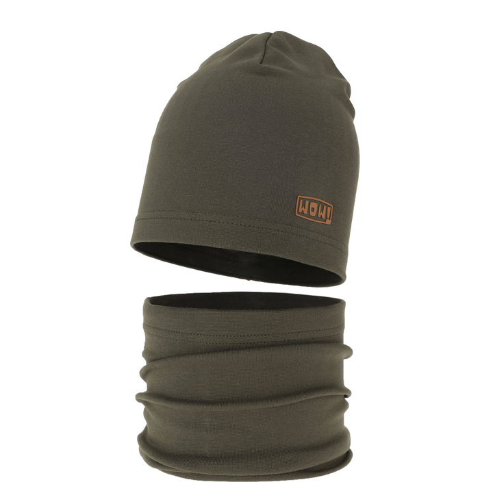 Pojke höst/vår set: mössa och tubhalsduk, khaki, fodrad med bomull, Frizer
