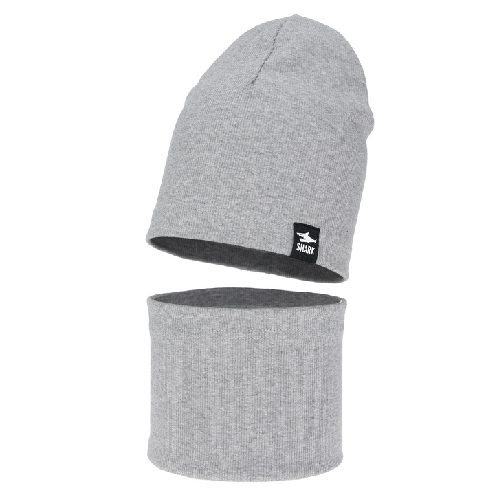 Pojke höst/vår set: mössa och halsduk, grå, Rumel