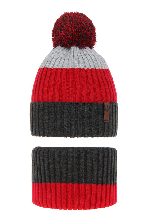 Pojke vinter set: mössa och tubhalsduk, grå, Karson