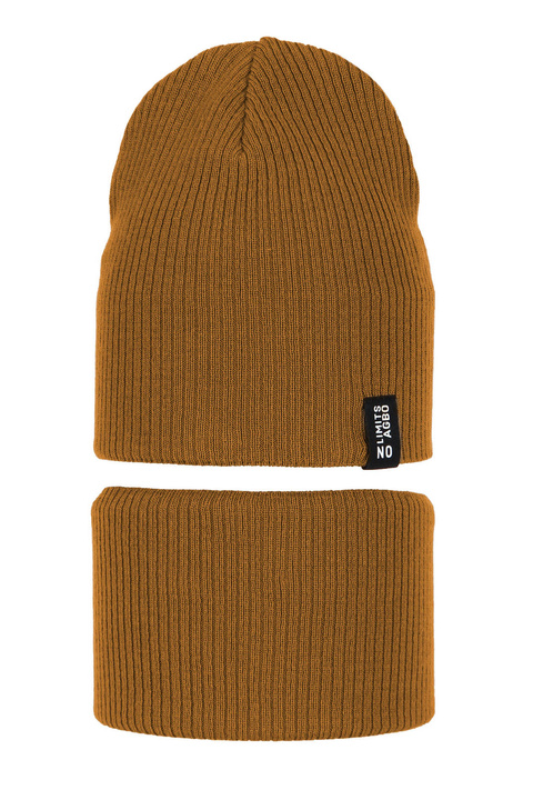 Pojke höst/vår set: mössa och tubhalsduk, senap, med bomull, Tunis