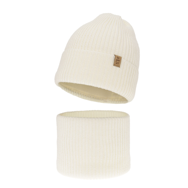 Flicka vinter set: mössa och halsduk, krämfärgad, Edera