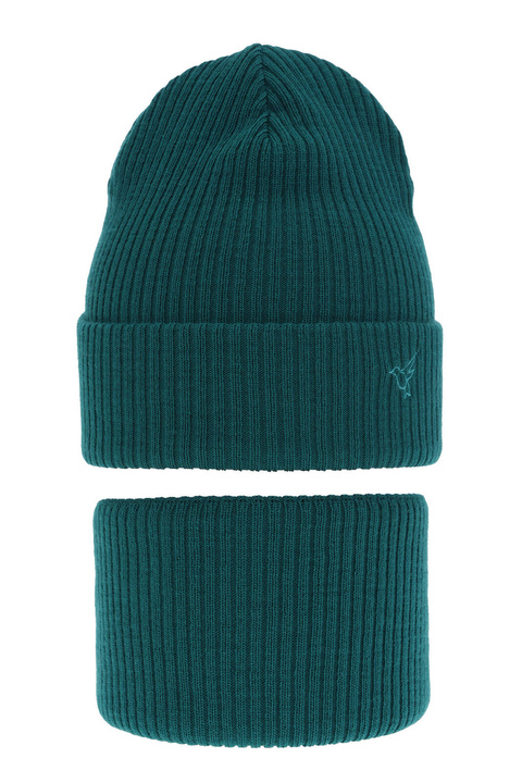 Flicka vinter set: mössa och halsduk, smaragdgrön, Rosetta