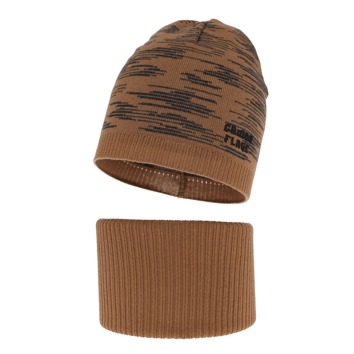 Pojke höst/vår set: mössa och tubhalsduk, brun, med bomull, Carter