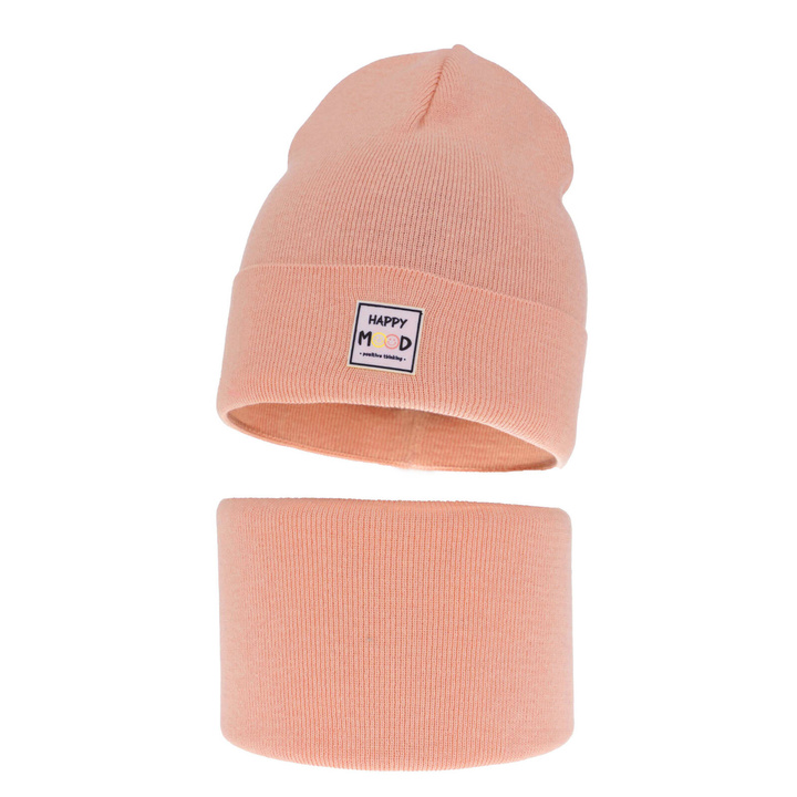 Flicka höst/vår set: mössa och tubhalsduk, orange, med bomull, Mersila