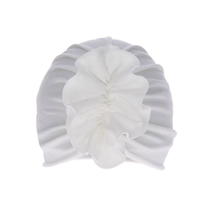 Flicka höst/vår mössa, creme, med dekorerad rynkning, Werka