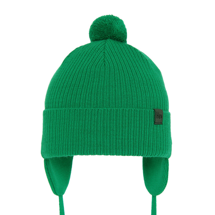 Pojke höst/vår mössa, grön, med knytband, med pompom, Axel