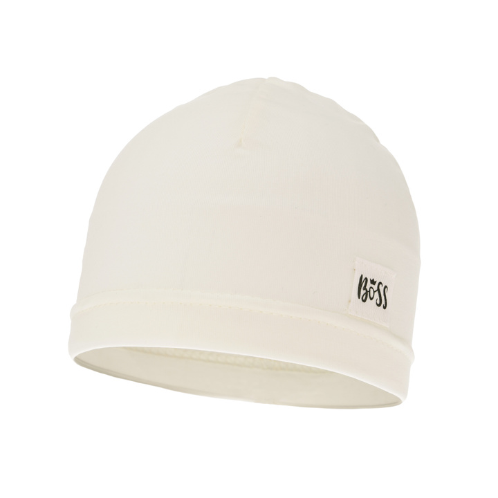 Pojke höst/vår hatt, kremowy, med applikation Niki