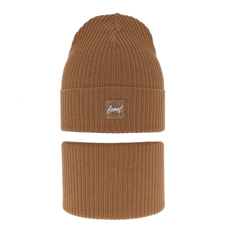 Pojke höst/vår set: mössa och tubhalsduk, camel, med bomull, Fenix