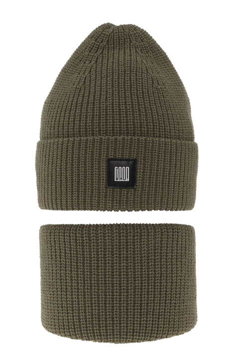 Pojke vinter set: mössa och tubhalsduk, khaki, Amadeo
