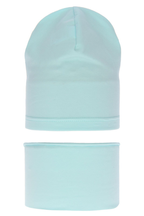 Flicka höst/vår set: mössa och tubhalsduk, mintgrön, bomull, Hazelka