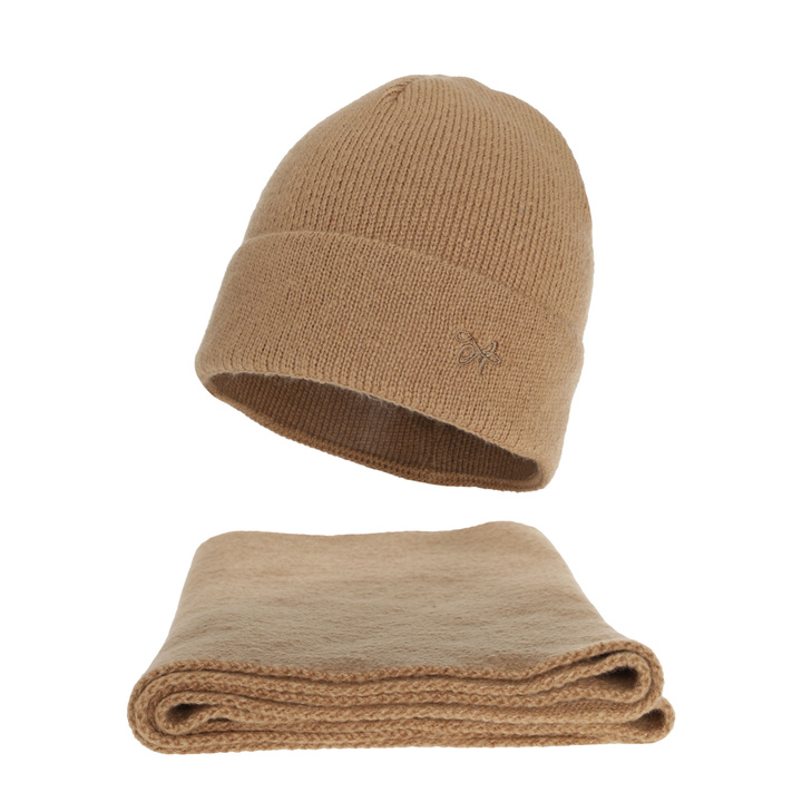 Dam vinter set: mössa och halsduk, camel, Rava