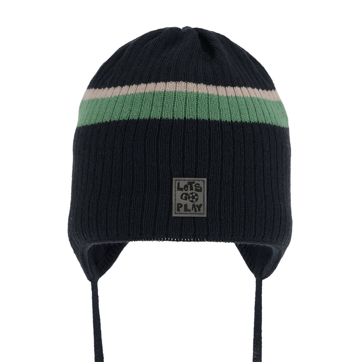 Pojke höst/vår mössa, blå, med knytband, Oliver