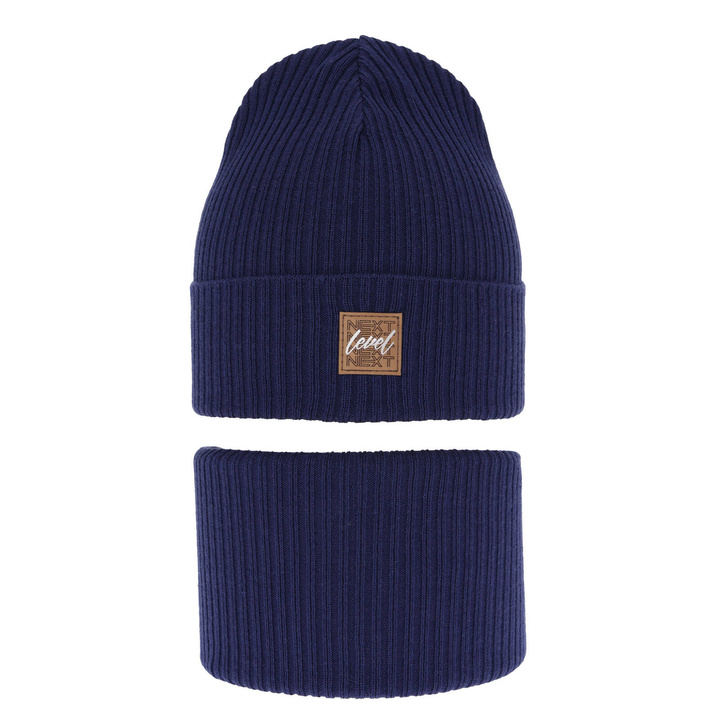 Pojke höst/vår set: mössa och tubhalsduk, blå, med bomull, Fenix