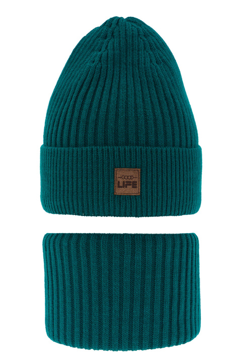 Pojke vinter set: mössa och halsduk, smaragdgrön, Basilio