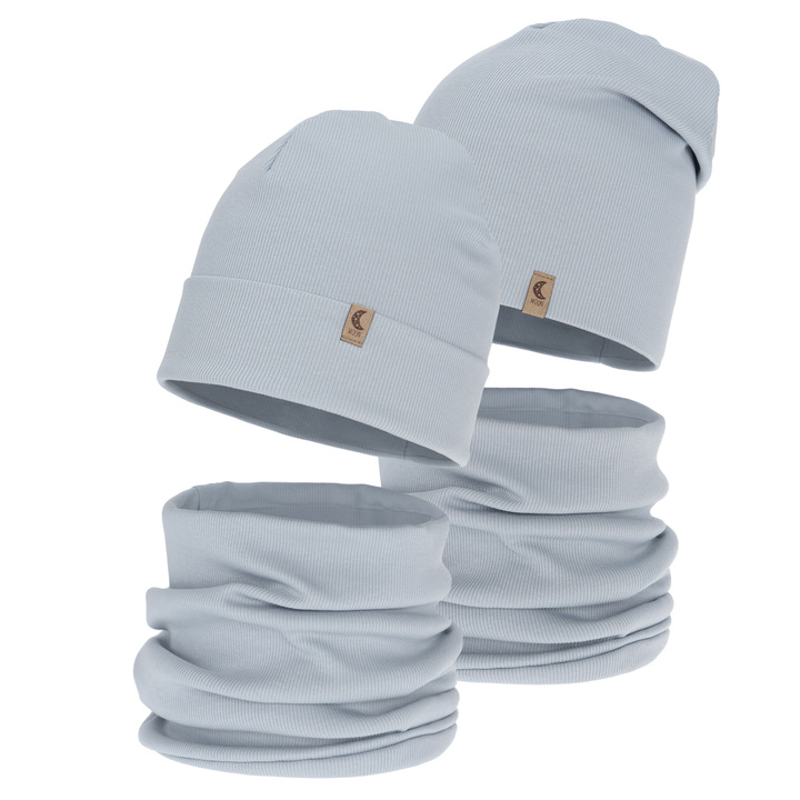 Flicka höst/vår set: mössa och tubhalsduk, bomull, grå, Bravura