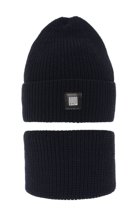 Pojke vinter set: mössa och halsduk, granatowy, Amadeo