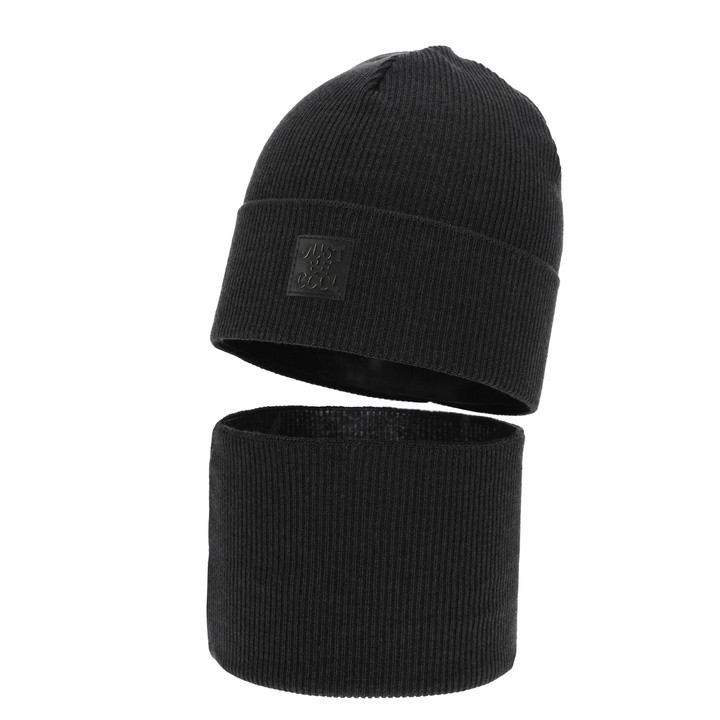 Pojke höst/vår set (mössa och tubhalsduk), beige, med bomull, Jonas