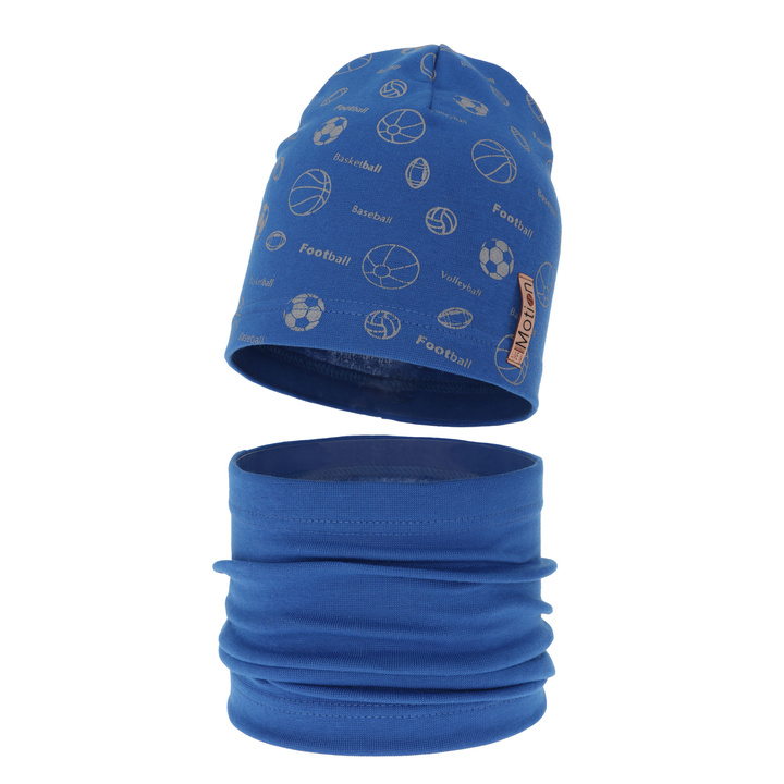 Pojke höst/vår set: mössa och tubhalsduk, blå, fodrad med bomull, Paolo