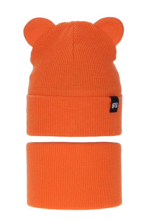 Pojke höst/vår set: mössa och halsduk, orange, med bomull, Grajan
