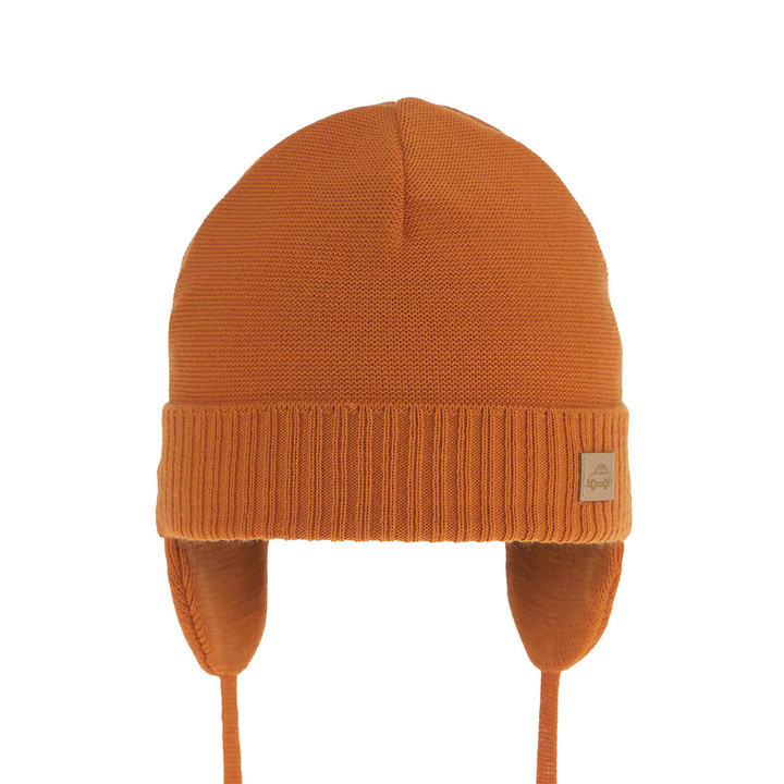 Pojke höst/vår mössa, orange, med knytband, Liam
