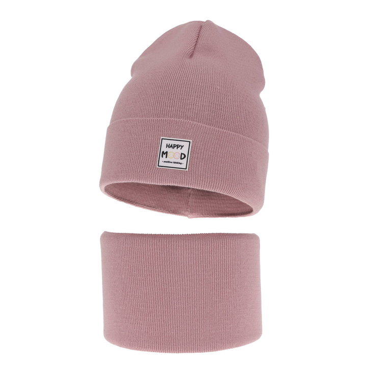 Flicka höst/vår set: mössa och tubhalsduk, lila, med bomull, Mersila