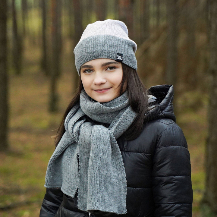 Flicka vinter set: mössa och halsduk, grå, Kourtney