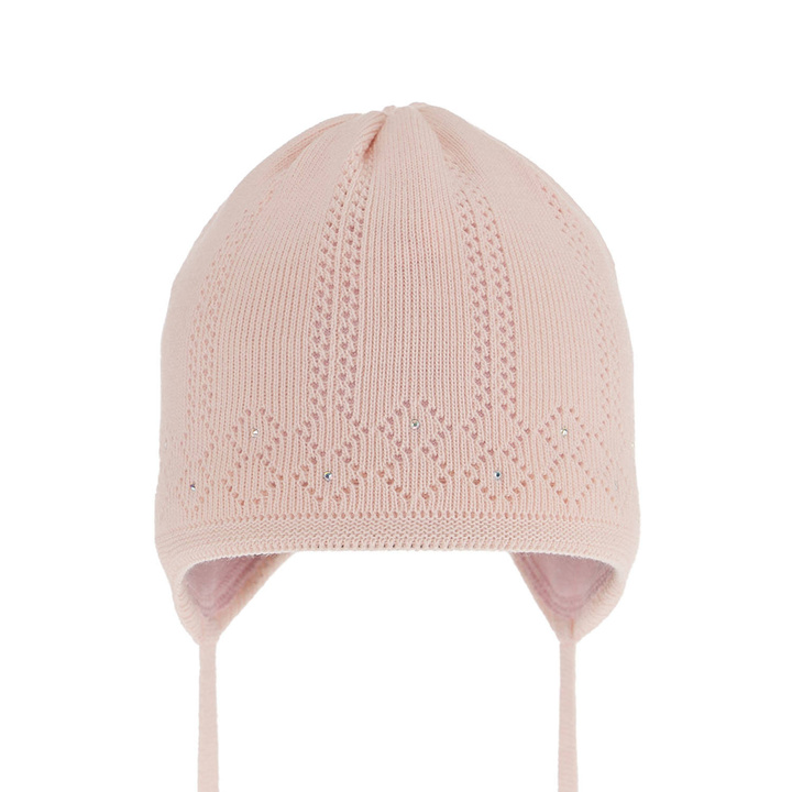 Flicka höst/vår mössa, rosa, med knytband, Antila