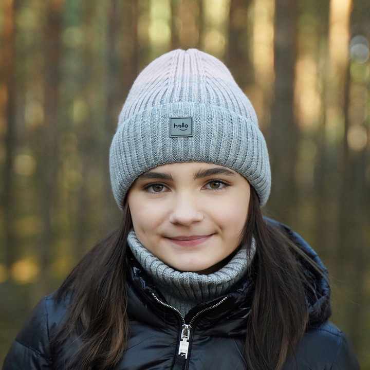 Flicka vinter set: mössa och tubhalsduk, grå, Tasha