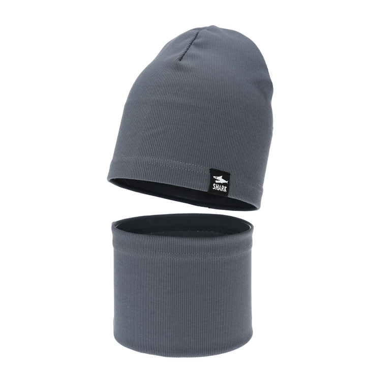 Pojke höst/vår set: mössa och tubhalsduk, grå, Rumel