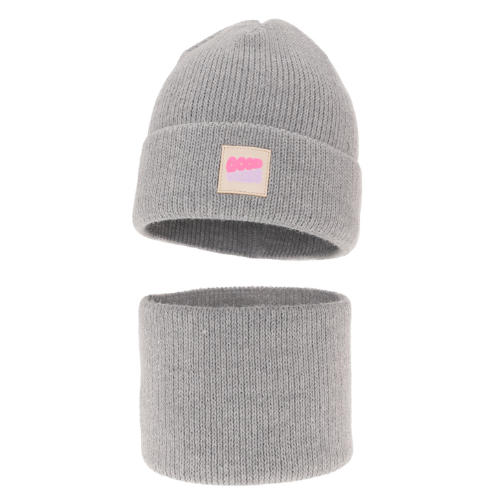 Flicka vinter set: mössa och tubhalsduk, grå, Josephin